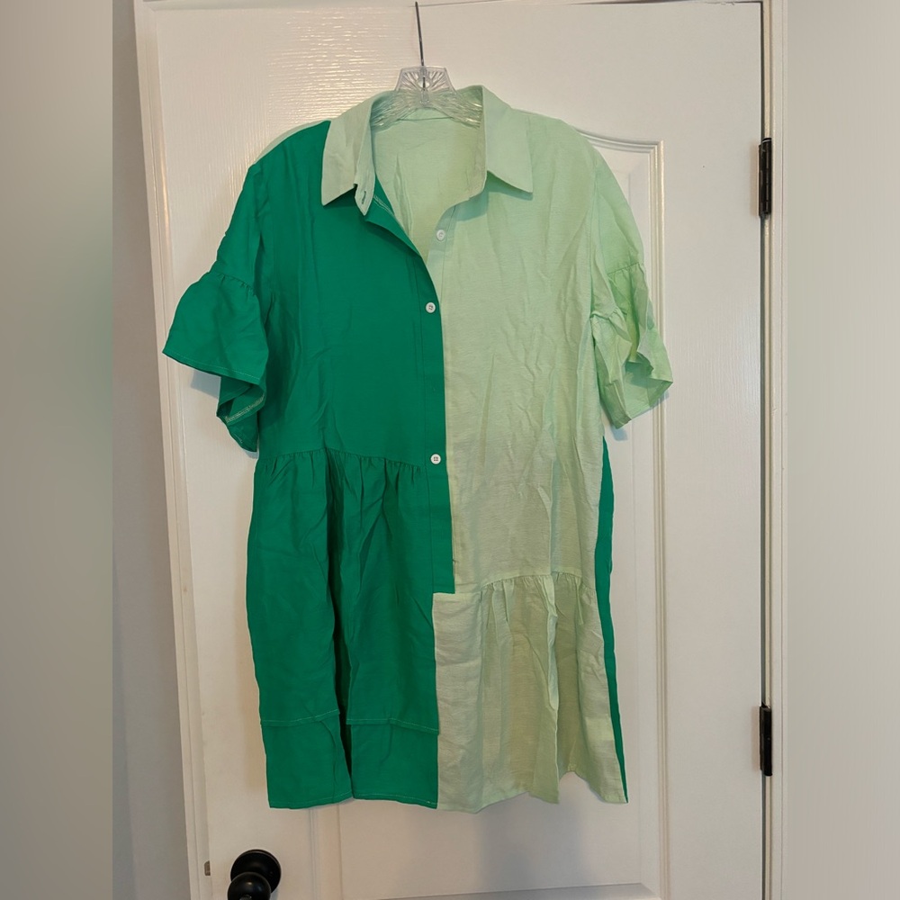 Green Colorblock dress